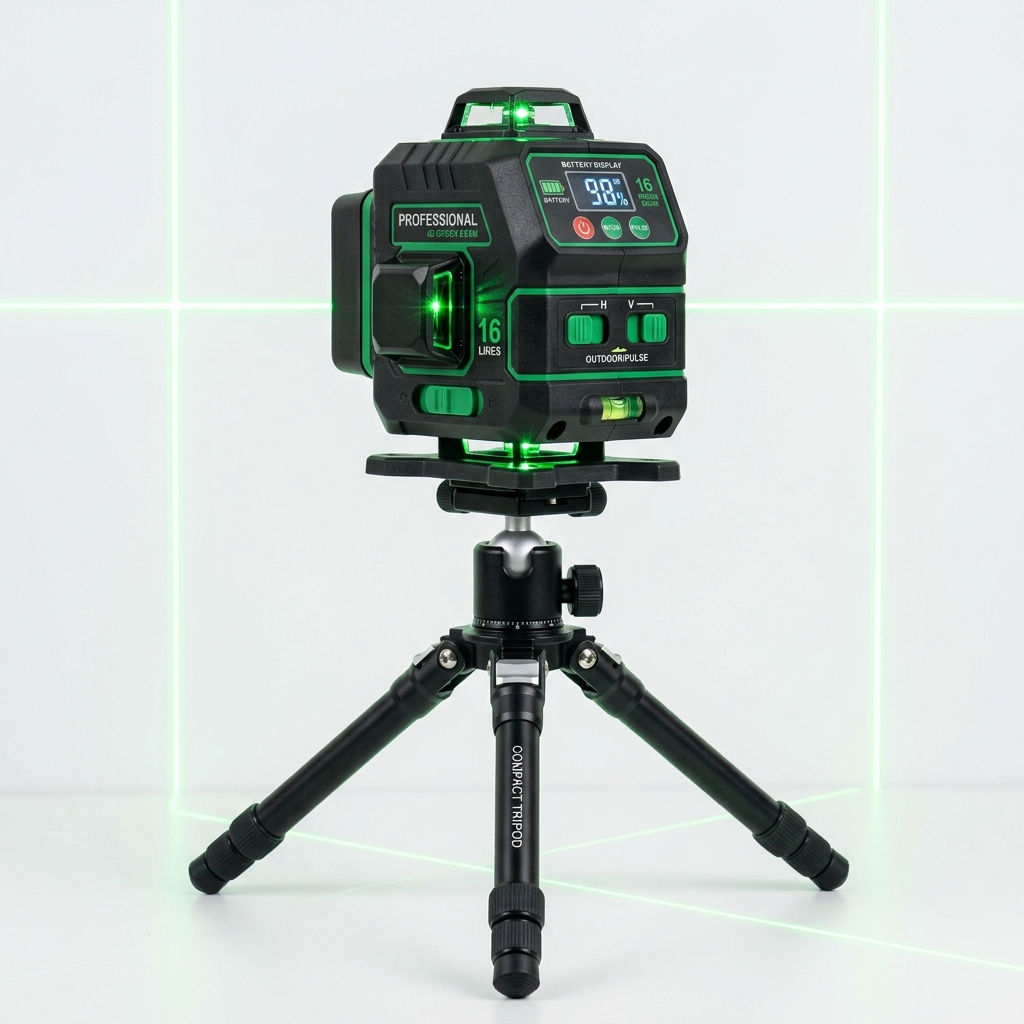 Nível a Laser 16 Linhas 4D Verde com Tripé: Como Nivelar Lajes e Paredes com Precisão